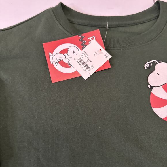 Peanuts 2023 Green Holiday SNOOPY & candy cane Sweatshirt Youth L/Adult XS NWT - Picture 3 of 12